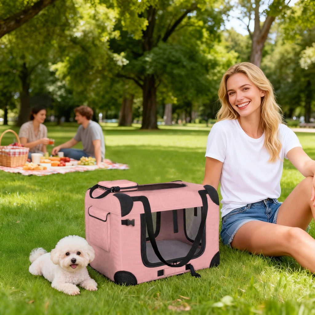 Trasportino per Cani Pieghevole con Cuscino ¨C Zephmum ¨C Rosa 60x41.5x41 cm