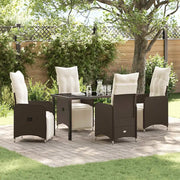 Set da Pranzo per Giardino con cuscino 5 pcs Marrone polyrattan 3379669