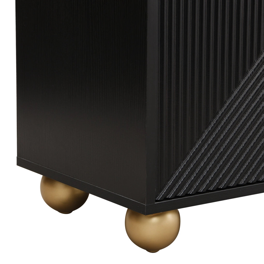 Credenza nera in MDF a 4 ante con ripiani regolabili