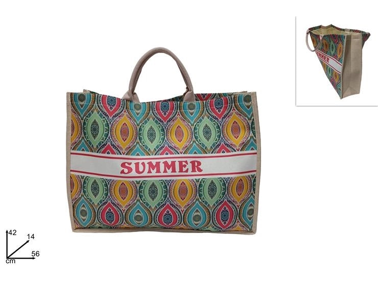 Borsa Mare Spiaggia Juta Occhio Stilizzato Summer 42 x 14 x 56 cm