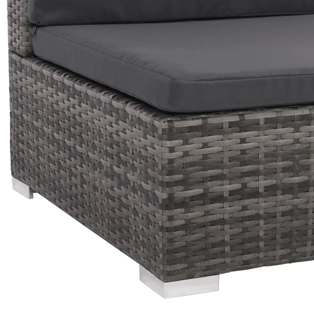 Set Divani da Giardino 6 pz con Cuscini in Polyrattan Grigio 48334