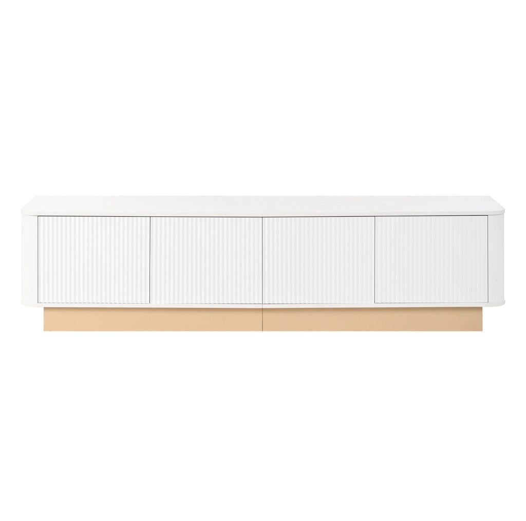 Mobile TV 200x40x47,5 cm a 4 ante in MDF bianco con ripiani regolabili