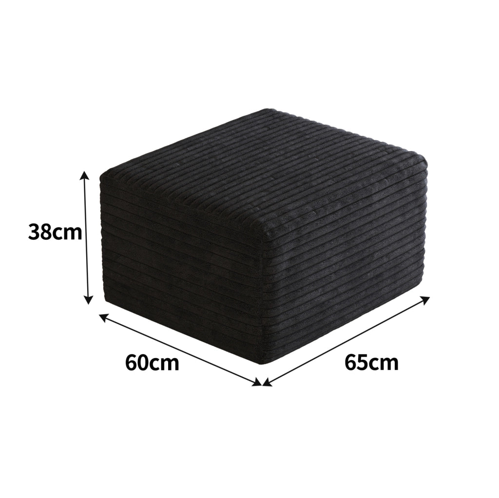 Pouf in tessuto nero senza montaggio