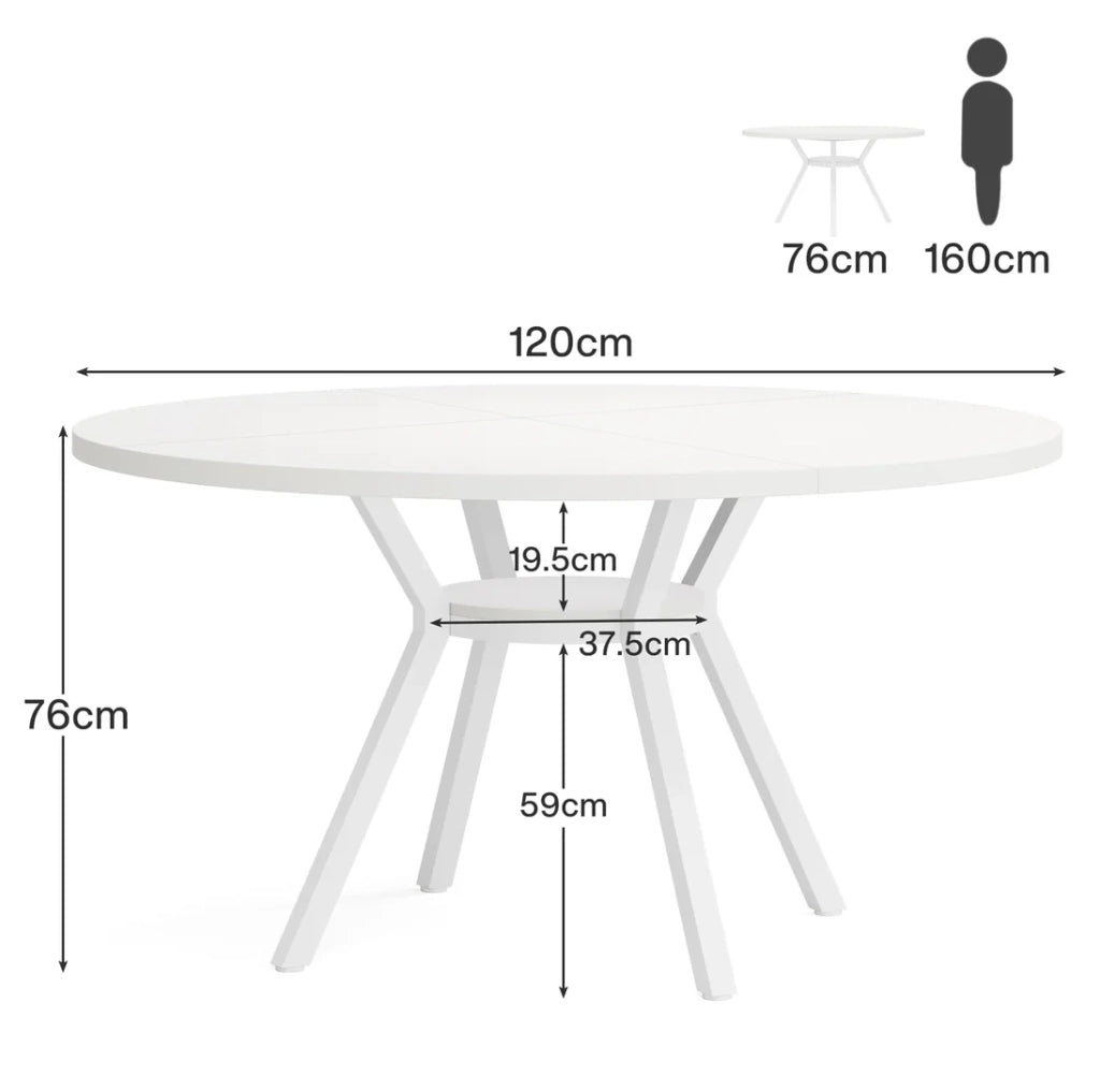 Tavolo da pranzo rotondo bianco Ø 119,4 cm in legno e metallo