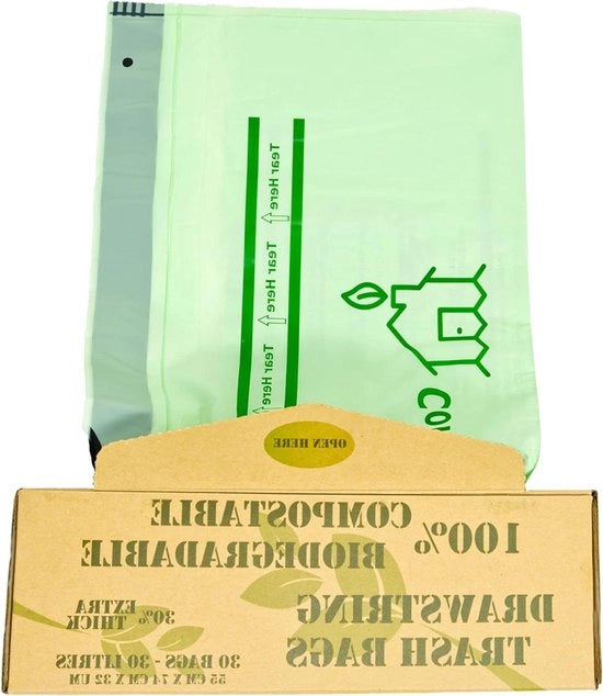 Sacchi di Rifiuti Compostabili - 6L/10L/30L - Sacchi per Rifiuti Alimentari - Biodegradabili - Per Piante - Certificato EN13432 - Contenitori per Rifiuti Casa e Cucina