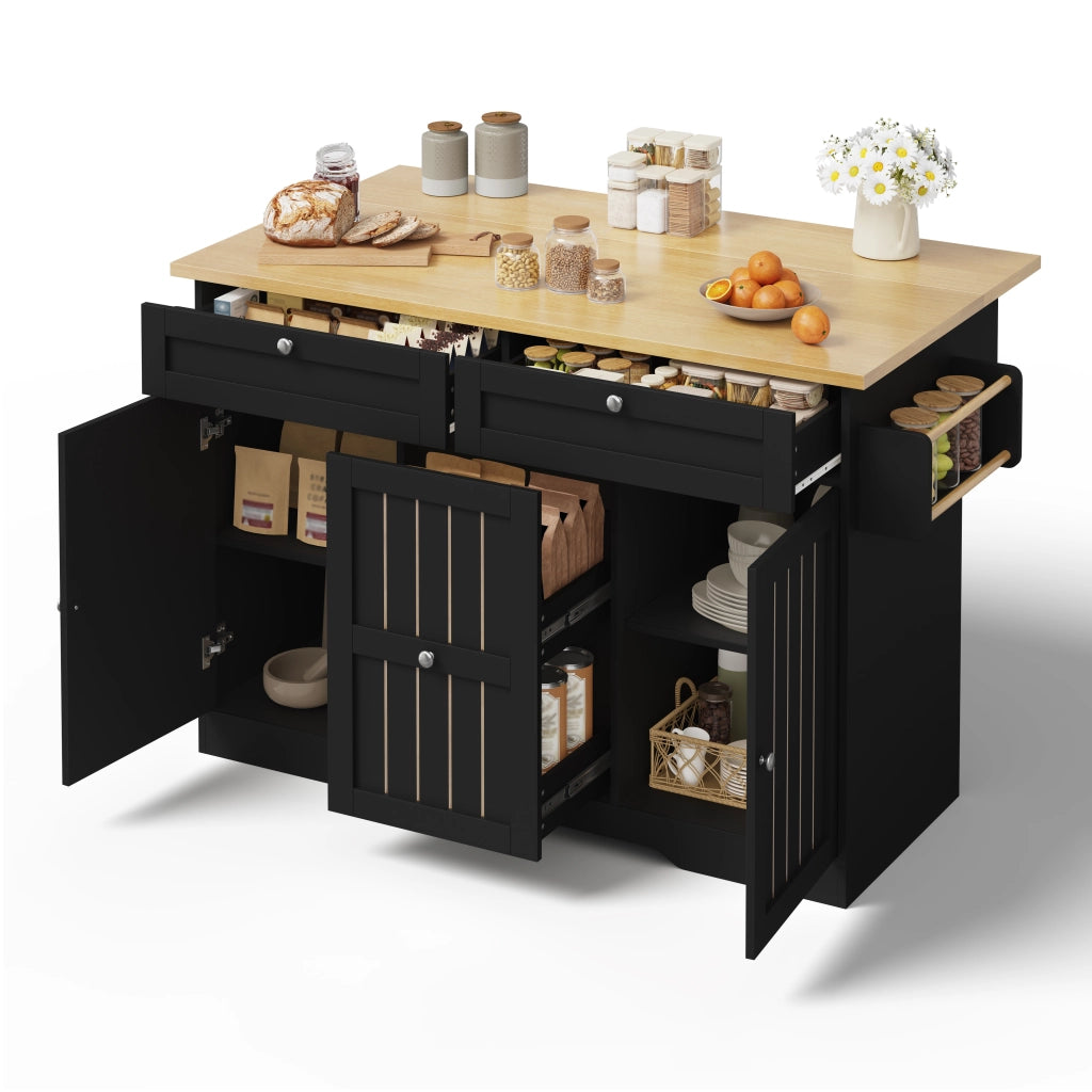 Isola Cucina Mobile con Piano Ribaltabile e Cassetti ¨C MINIMAL ¨C 120x45x92 cm
