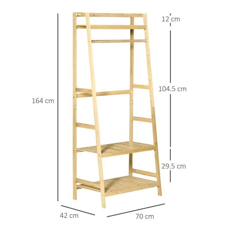 APPENDIABITI IN LEGNO DI BAMBÙ DA TERRA CON RIPIANI 70X42X164 CM COLORE LEGNO
