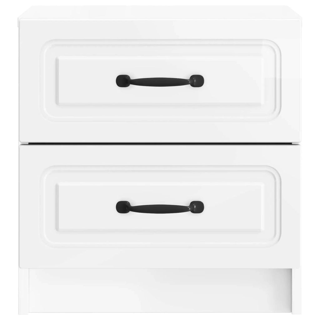 Set di 2 Comodini | Armadio da Notte | Mobiletto da notte Bianco Lucido 43 x 34,5 x 44,5 cm
