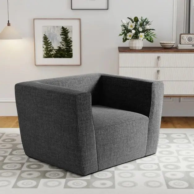 Poltrona gonfiabile con fodera rimovibile divano ad aria in PVC e tessuto grigio ergonomico portatile per soggiorno