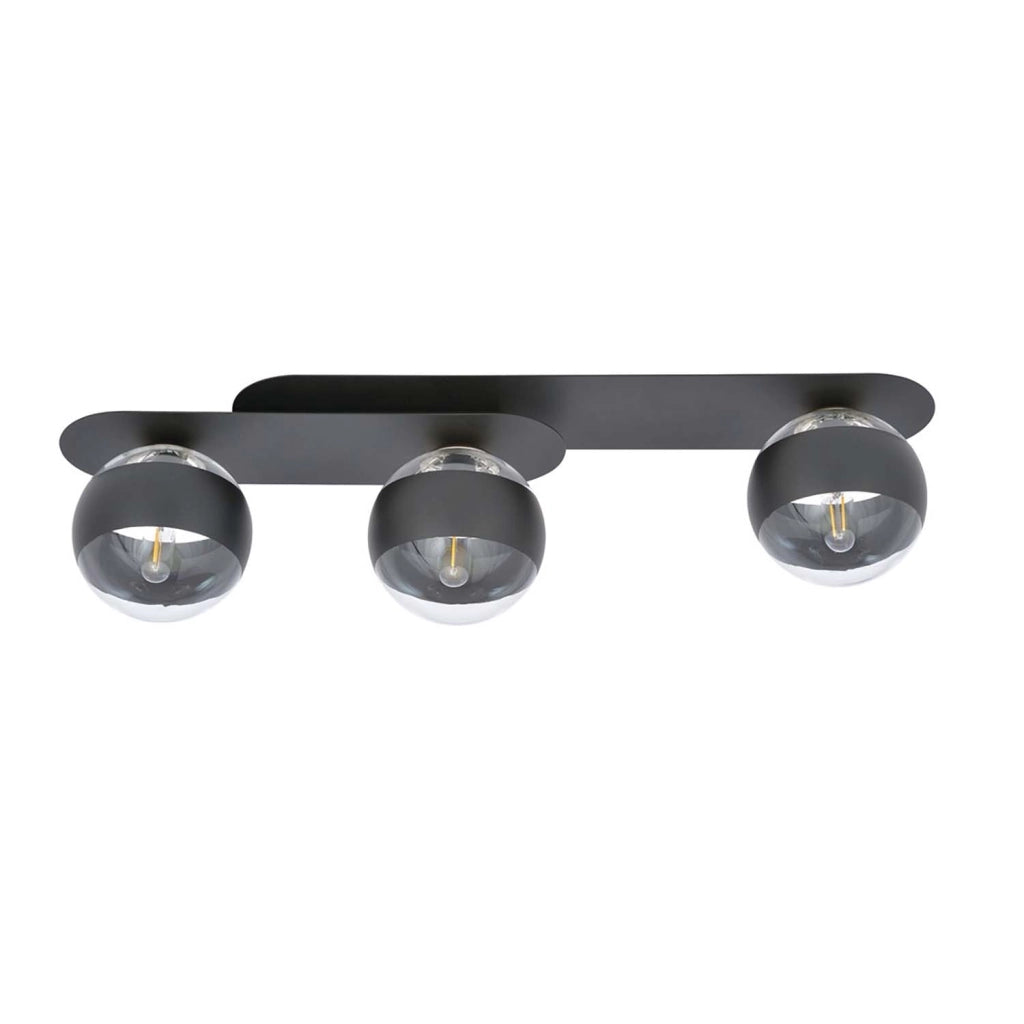 Plafoniera Minimal Patroclus Acciaio Nero 3 Luci E14