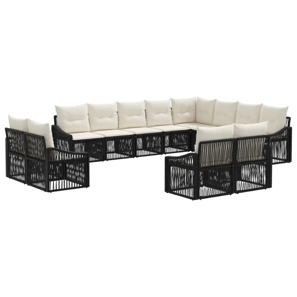 Set Divano da Giardino 12 pz Nero polyrattan 3436180