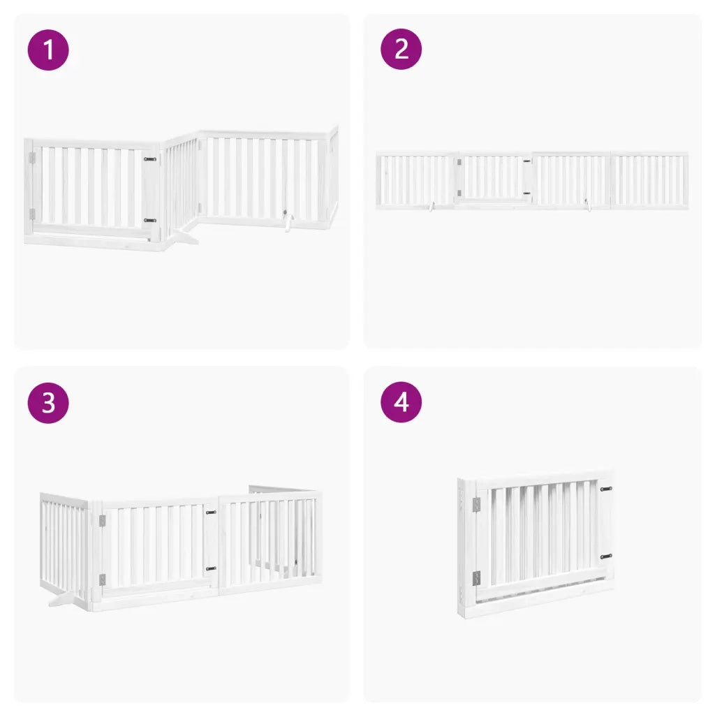 Cancello Cani Porta Pieghevole Bianco 4 Pannelli 320 cm Pioppo CFW5328543