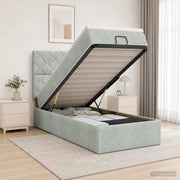 Letto ottomano con materasso Grigio Chiaro 90 x 190 cm Velluto 3457761