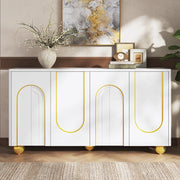 MADIA 4 ante 140x40x74 cm bianca con decoro ad arco oro
