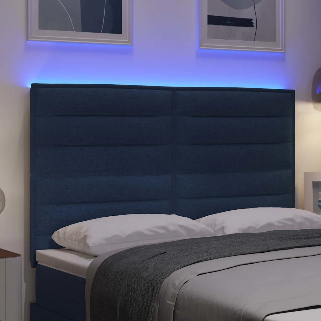 Testiera | Testata LED con strisce LED con Testiera | Testata Blu 144 cm Tessuto