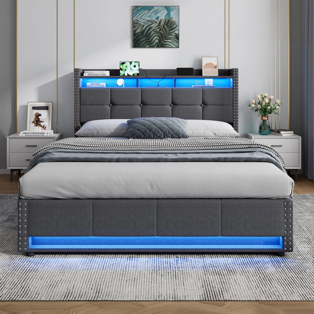 Letto contenitore 140x200 cm, colore grigio