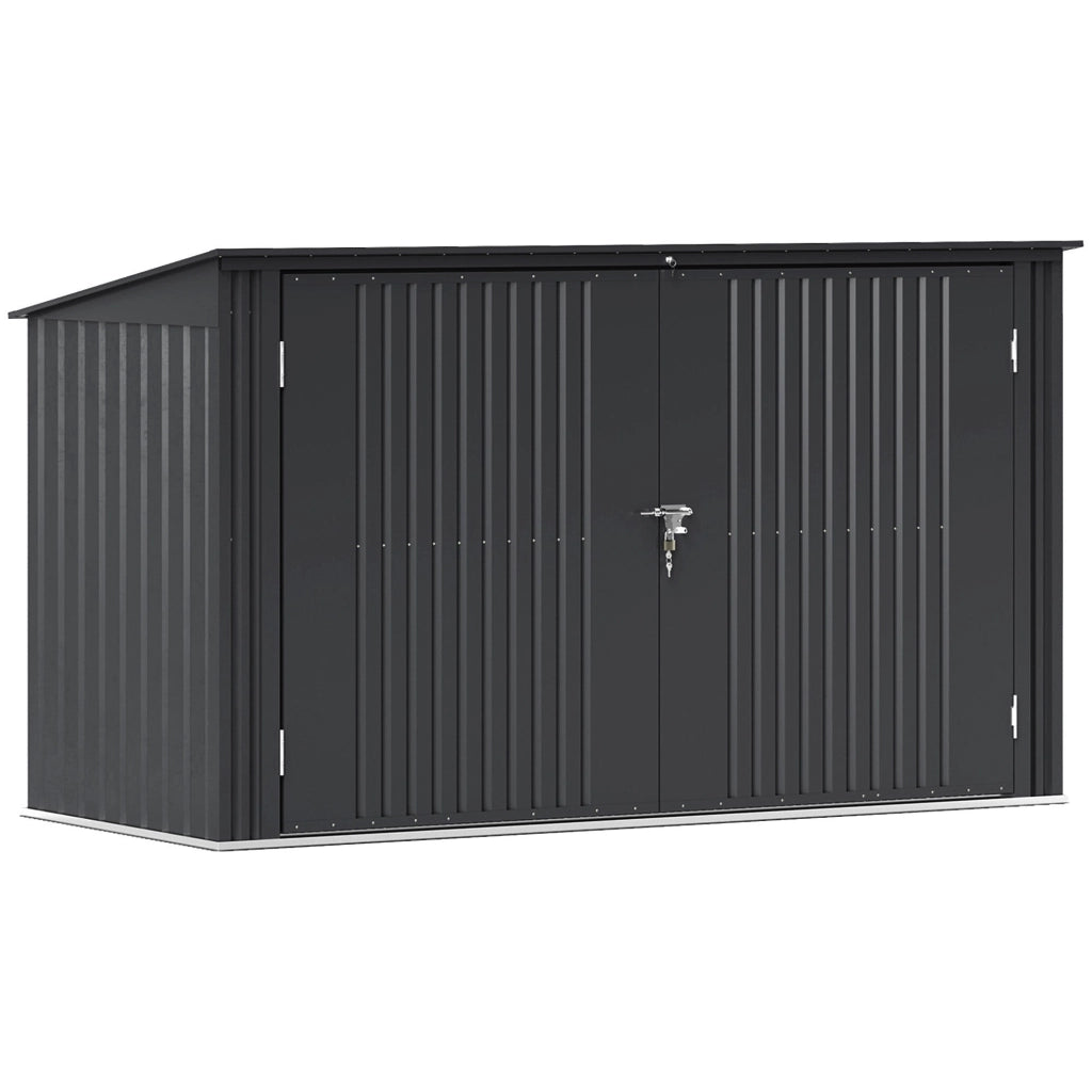 Copribidoni per 3 Cassonetti da 240L 233x105x118,5-133 cm con 2 Porte e Coperchio Grigio Scuro