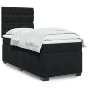 Giroletto a Molle con Materasso Nero 100x200 cm in Velluto
