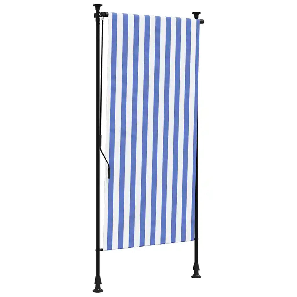 Tenda a rullo | Tenda avvolgibile Esterno Blu e Bianca 100x270cm Tessuto e Acciaio