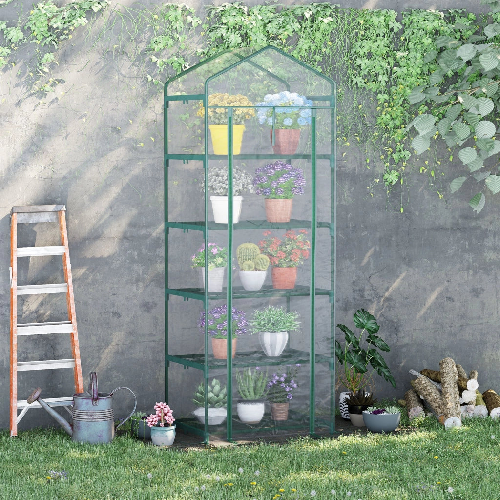 Serra da Giardino con Scaffali 5 Livelli ¨C Xylo ¨C PVC Trasparente 69x49x193cm