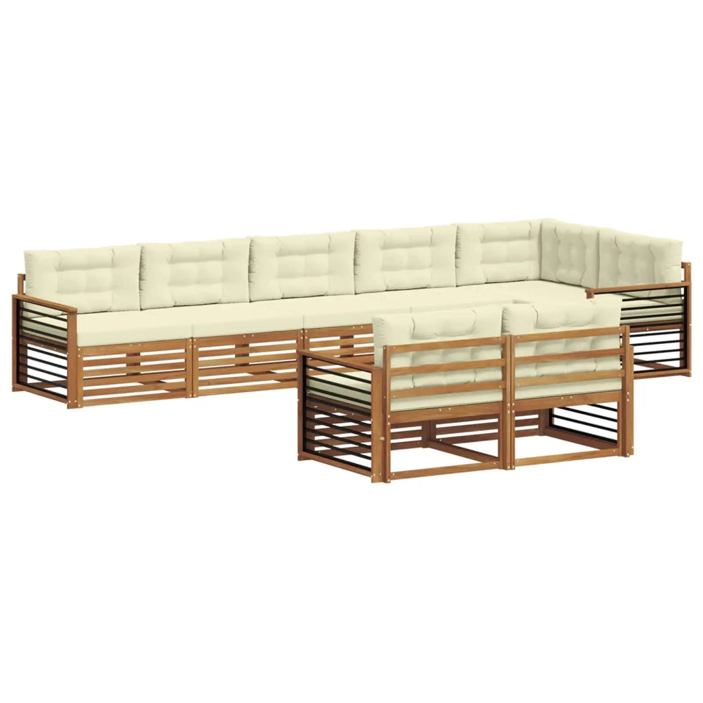 Set di divani da esterno con cuscino 8 pcs Naturale e Crema 3373670