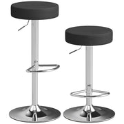 Sgabelli da Bar Regolabili ¨C Minimal ¨C Pelle PU e Metallo, Nero, 38.5x38.5x62-84 cm