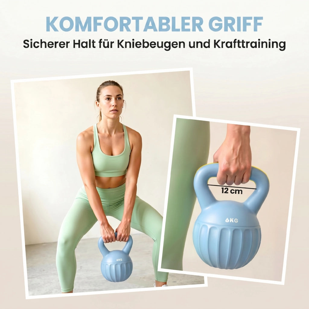 Kettlebell con sabbia 6 kg per allenamento a casa ¨C zephmum ¨C blu 17x17x23 cm
