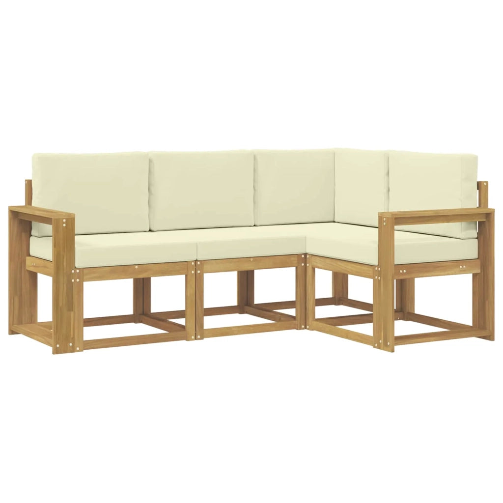 Set di divani da esterno 4 pz Bianco e Crema 3387564