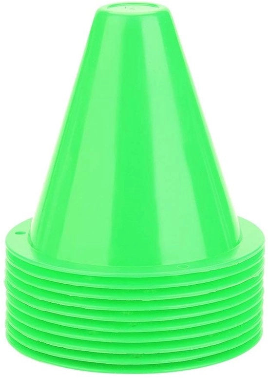 Cono di Marcatura - Cono di Allenamento - Calcio - Marcatore di Allenamento - Verde - Cono di Agilità - Otre di Marcatura in Plastica - Adatto per Bambini e Adulti - 10 Pezzi