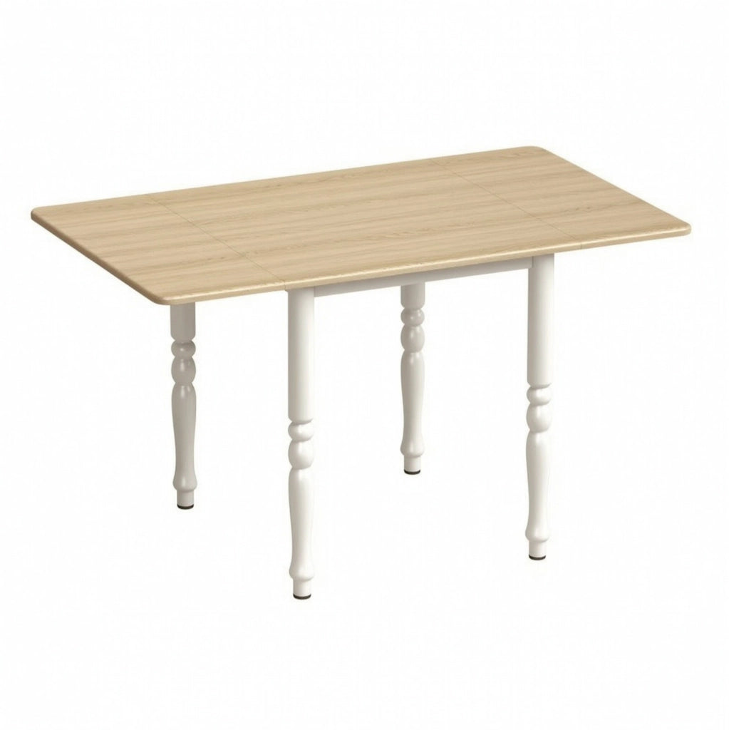 Tavolo da pranzo pieghevole allungabile in MDF e acciaio, fino a 6 posti, superficie effetto legno naturale, 74-134 cm