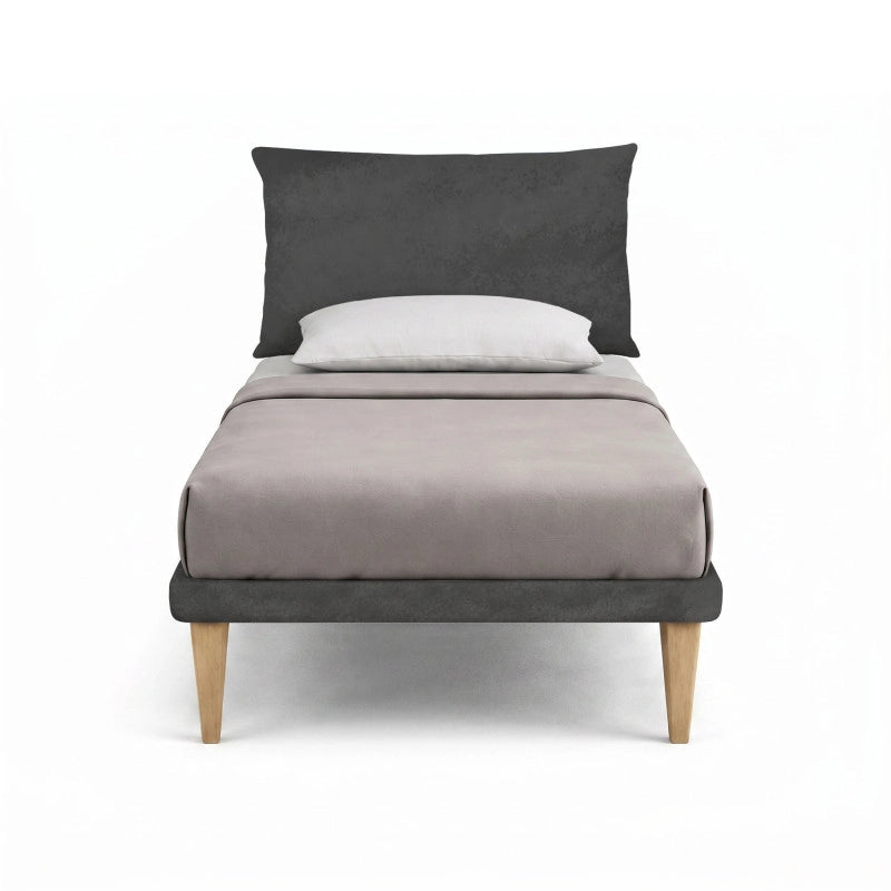 Letto imbottito Piazza e mezzo 120x200 cm Soft - Con rete,Microfibra,Grigio