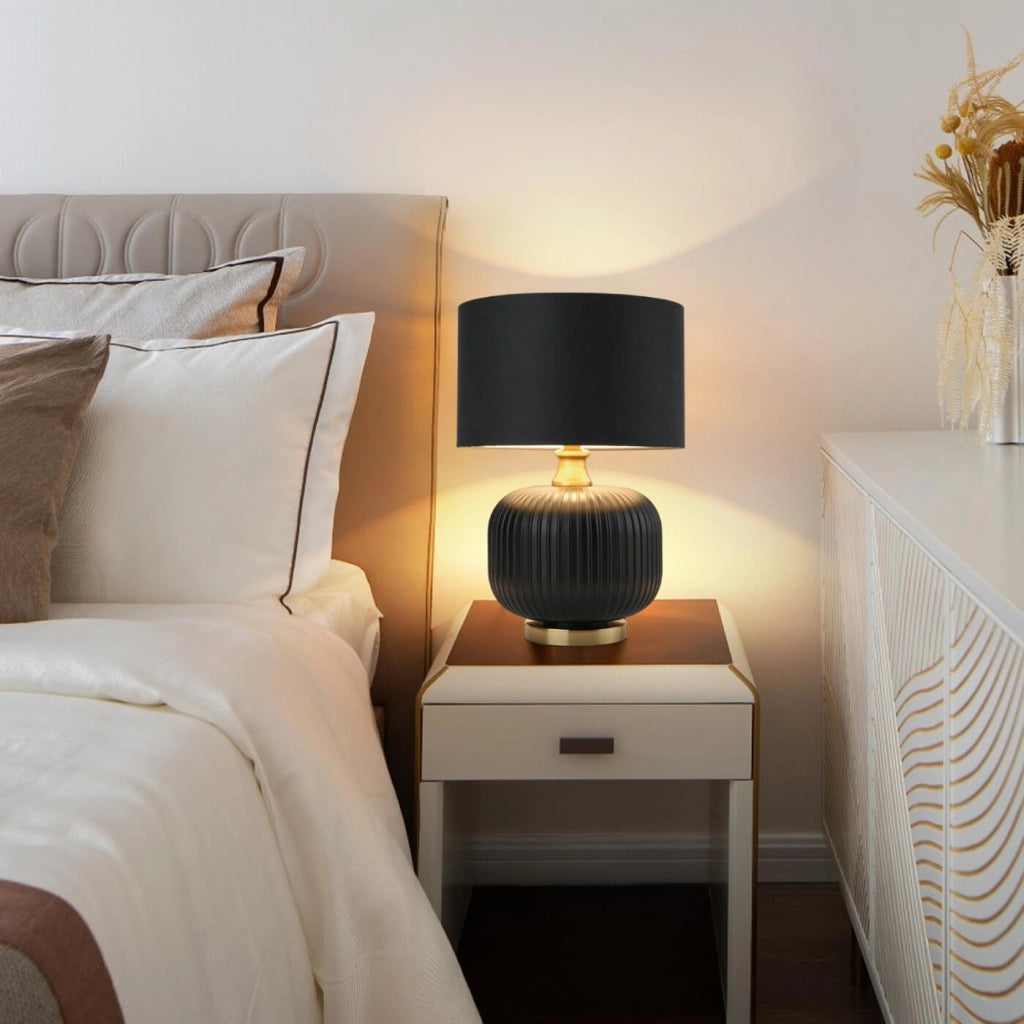 Lampada da tavolo Tamiza piccola nera/oro E27 48cm