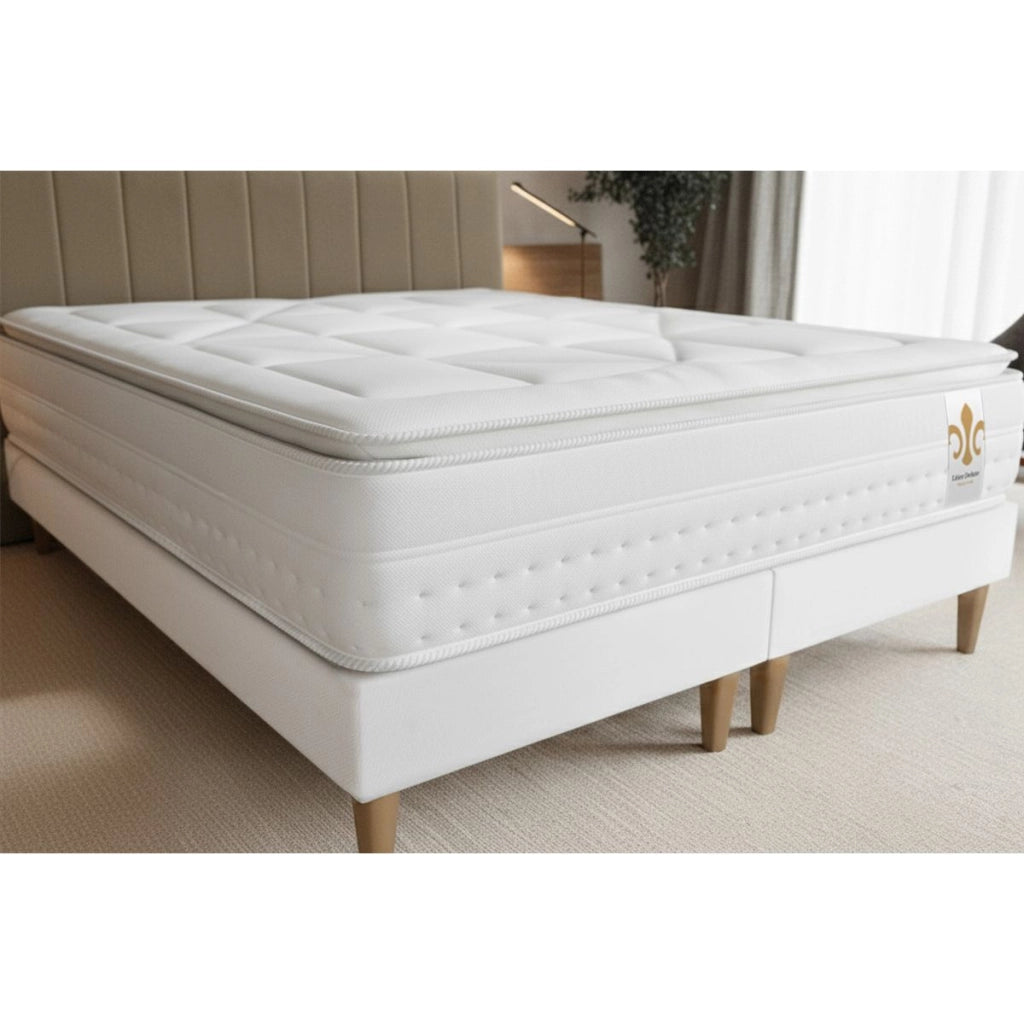 Pacchetto letto completo - Materasso 140x200cm + Box spring con doghe (kit) + 2 cuscini + Piumino - Vingt-Huit PLUS