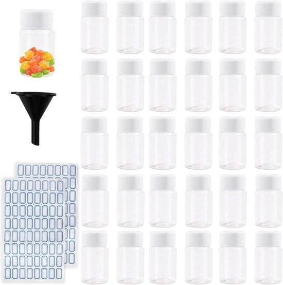 Set di flaconi riutilizzabili vuoti 20 ml - ideali per liquidi - set di flaconi in plastica con etichette