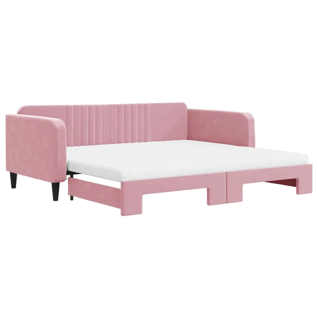 Divano Letto Estraibile con Materassi Rosa 100x200 cm Velluto 3197097
