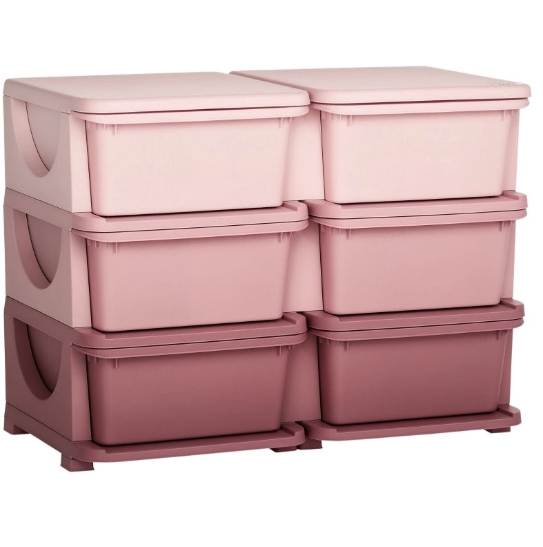Mobile contenitore per bambini rosa con 6 cassetti