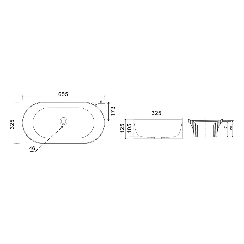 Lavabo da appoggio LINPH LA74 65,5x32,5 cm