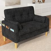 Divano 2 posti 119x78x85 cm in ciniglia grigia con tasca laterale -