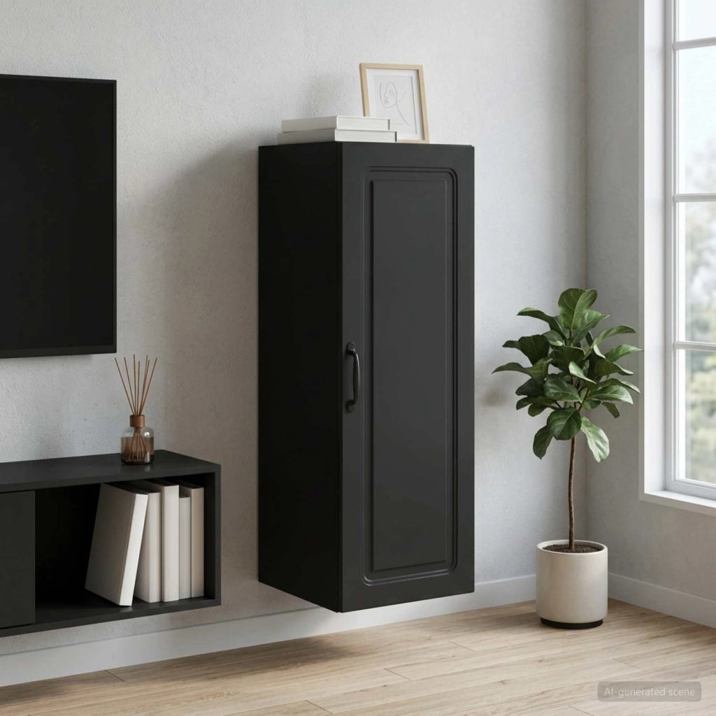 Mobiletto a muro 33 x 34,5 x 90 cm Legno ingegnerizzato Nero 899266