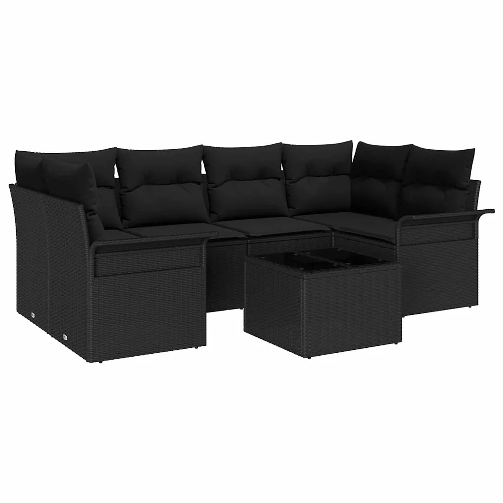 Set Divano da Giardino 7 pcs Nero Poly Rattan 3345263