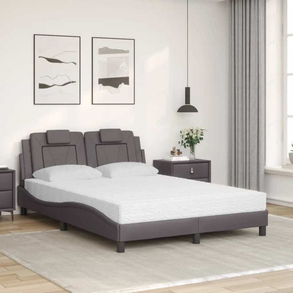 Letto Viana con Materasso Grigio 140x200 cm in Similpelle
