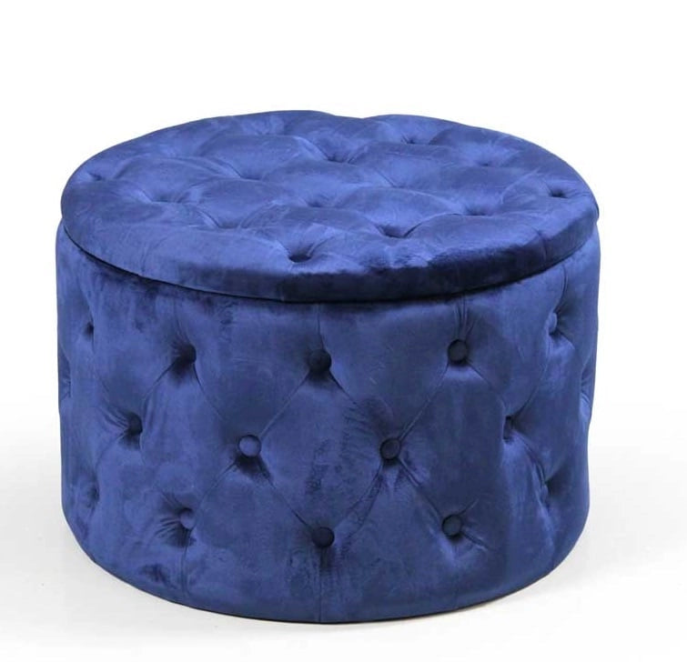 POUF CONTENITORE IN VELLUTO TRAPUNTATO 60 X 60 X 42 CM COLORE BLU