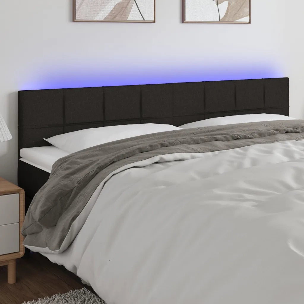 Testiera a LED-Testata con LED Nera 180x5x78/88 cm in Tessuto 905518
