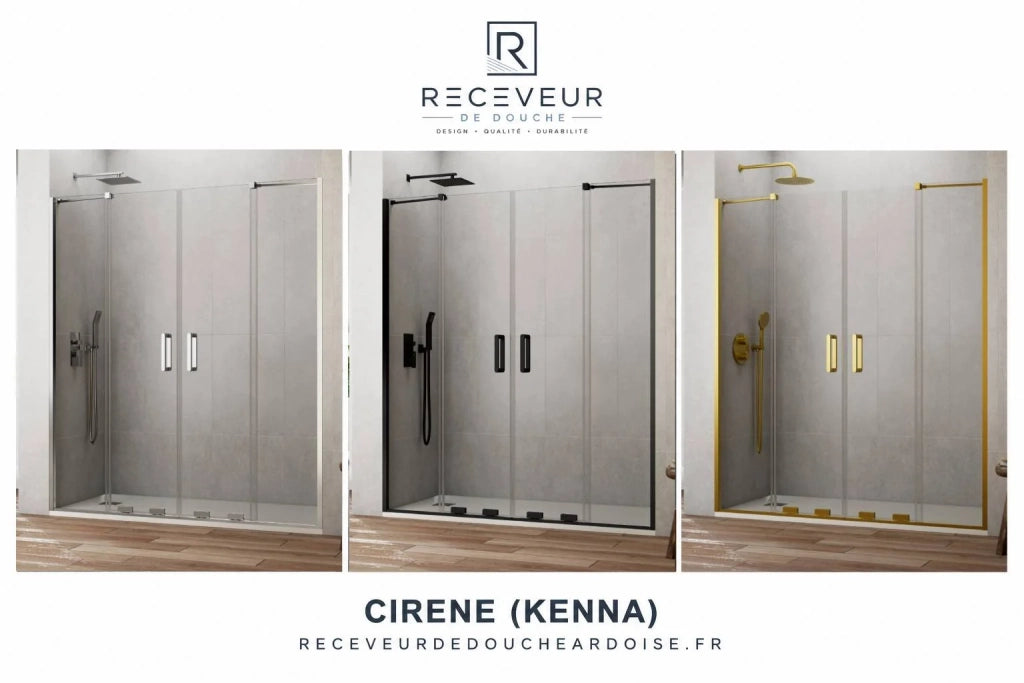 Porta doccia scorrevole 1+1 CIRENE (KENNA) Walk-in140 cm Profilo Nero