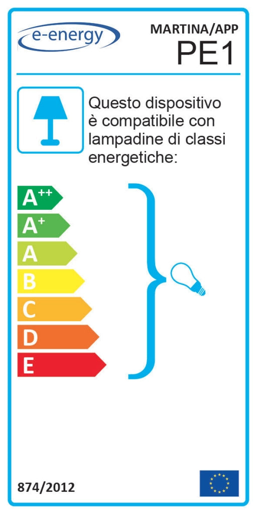 Applique 1xE27 Finali Cromo Vetro Lastra Bianco Decorato Fantasi E-Energy Martina