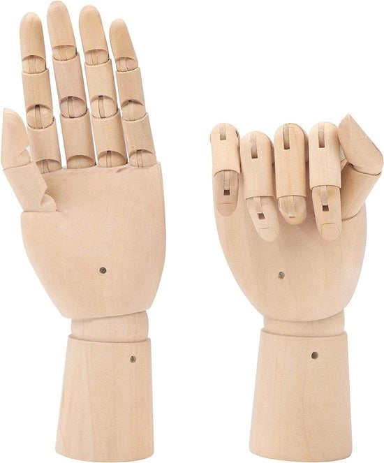 Mannequin in Legno - Flexibile - Modello con Mano Sinistra e Destra - 18,5 cm - Display Mobili - Articoli delle Dita - Disegno - Schizzo - Pittura - Custodia per Gioielli .