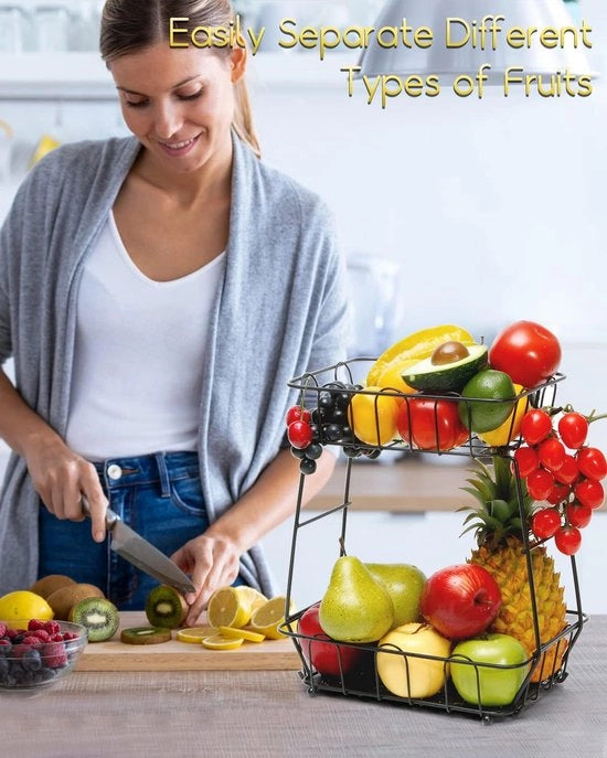 Scatole per verdure, frutta, 2 livelli, nero.