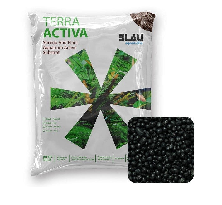 Blau Aquaristic Terra Activa Black Fine 1-2mm 8L - substrato fertile per acquari piantumati