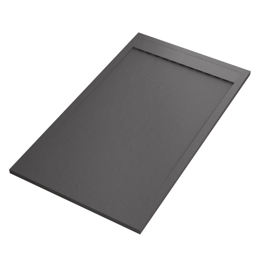 Piatto doccia in marmo resina grigio scuro pietra cemento prestige, misura 90x190