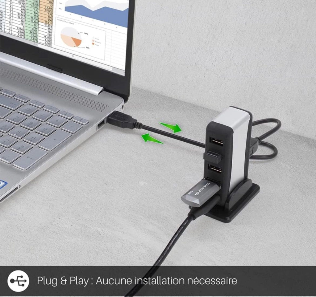 Hub USB 2.0 Splitter USB a 7 Porte Per Computer Desktop Notebook Tablet KOS-9019